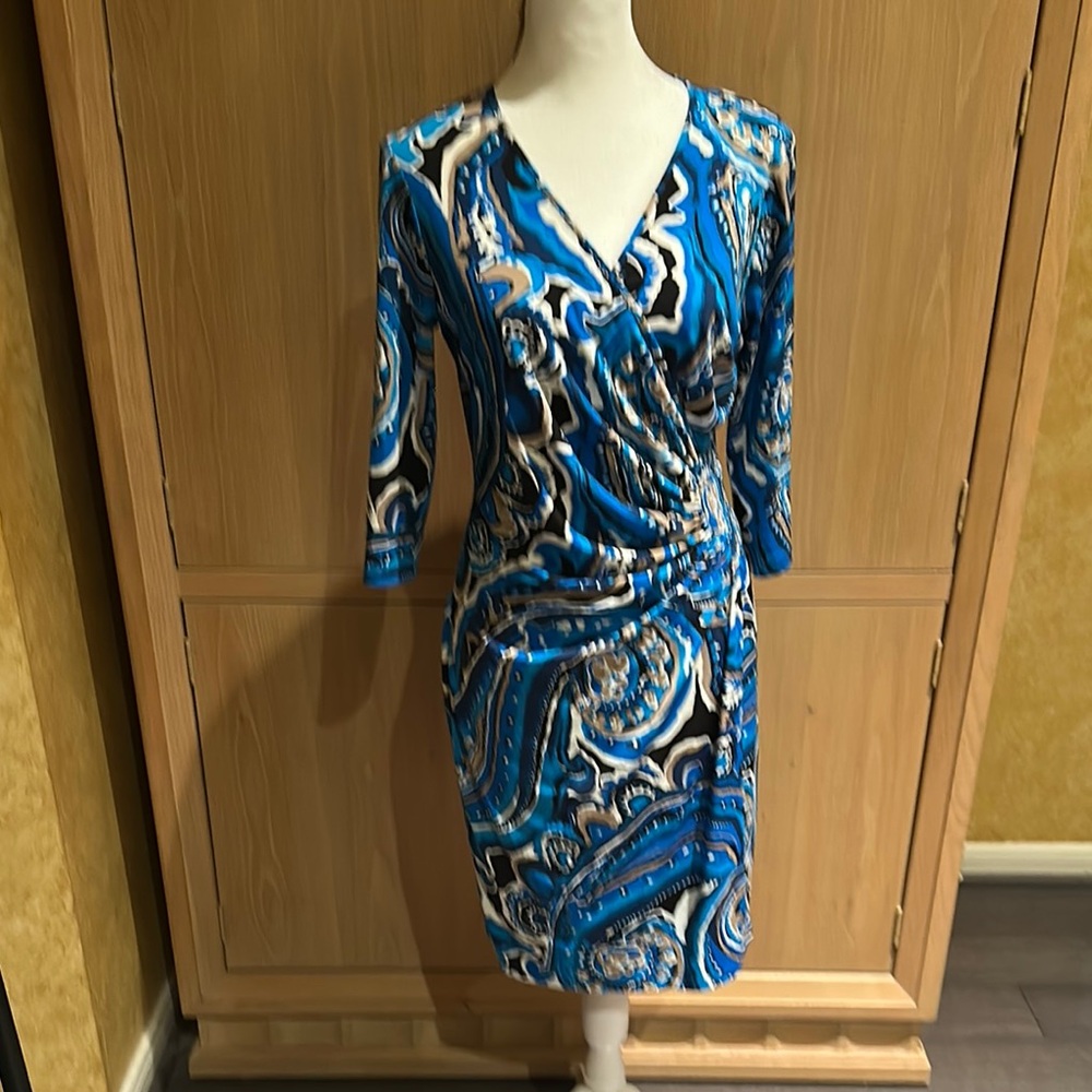 Elegant Blue Patterned Dress